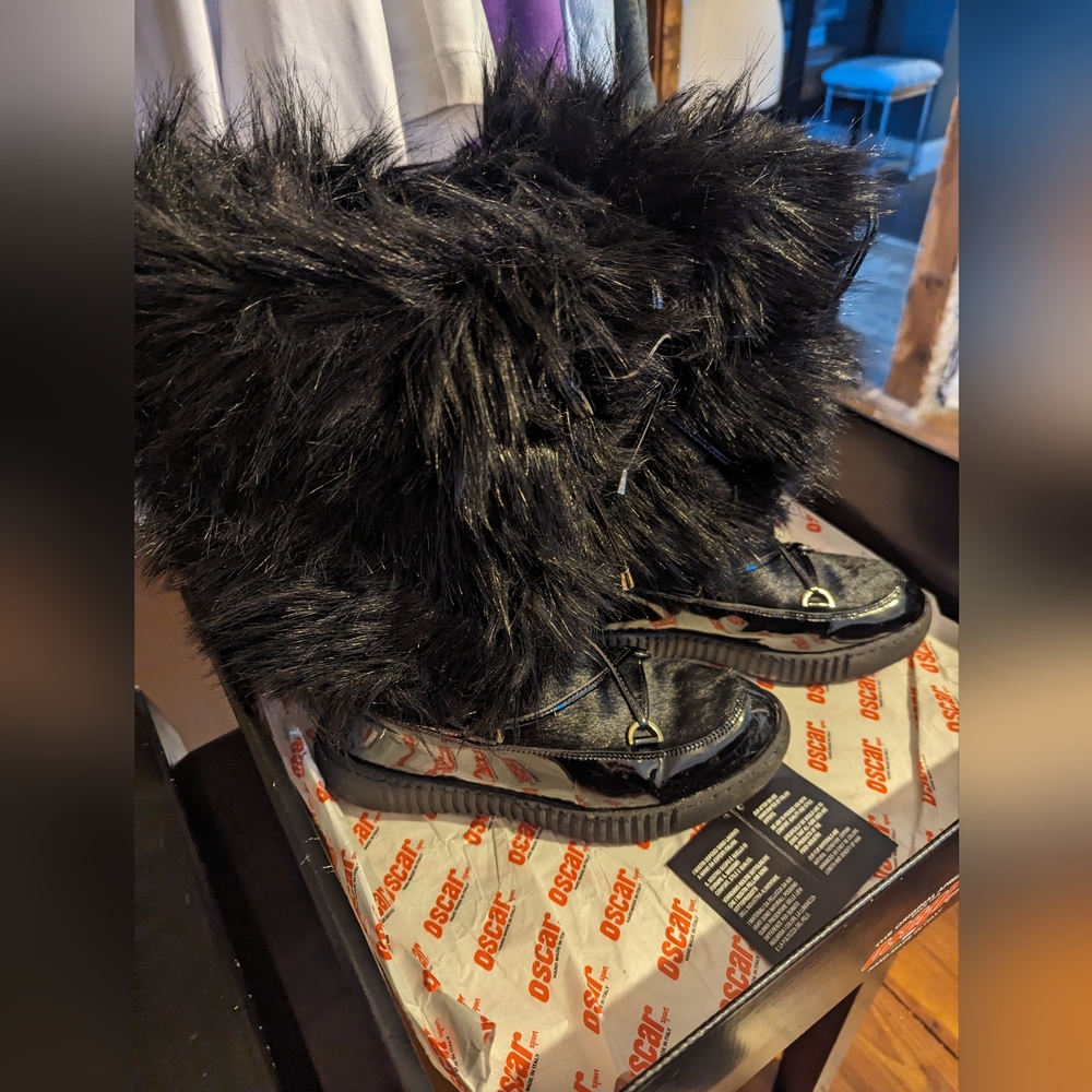 Oscar sport Italian cortina black fur boots